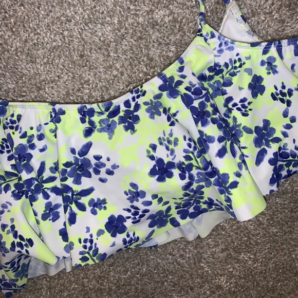 LA Hearts Neon Yellow & Blue Swim Cover top sz L - Picture 9 of 9